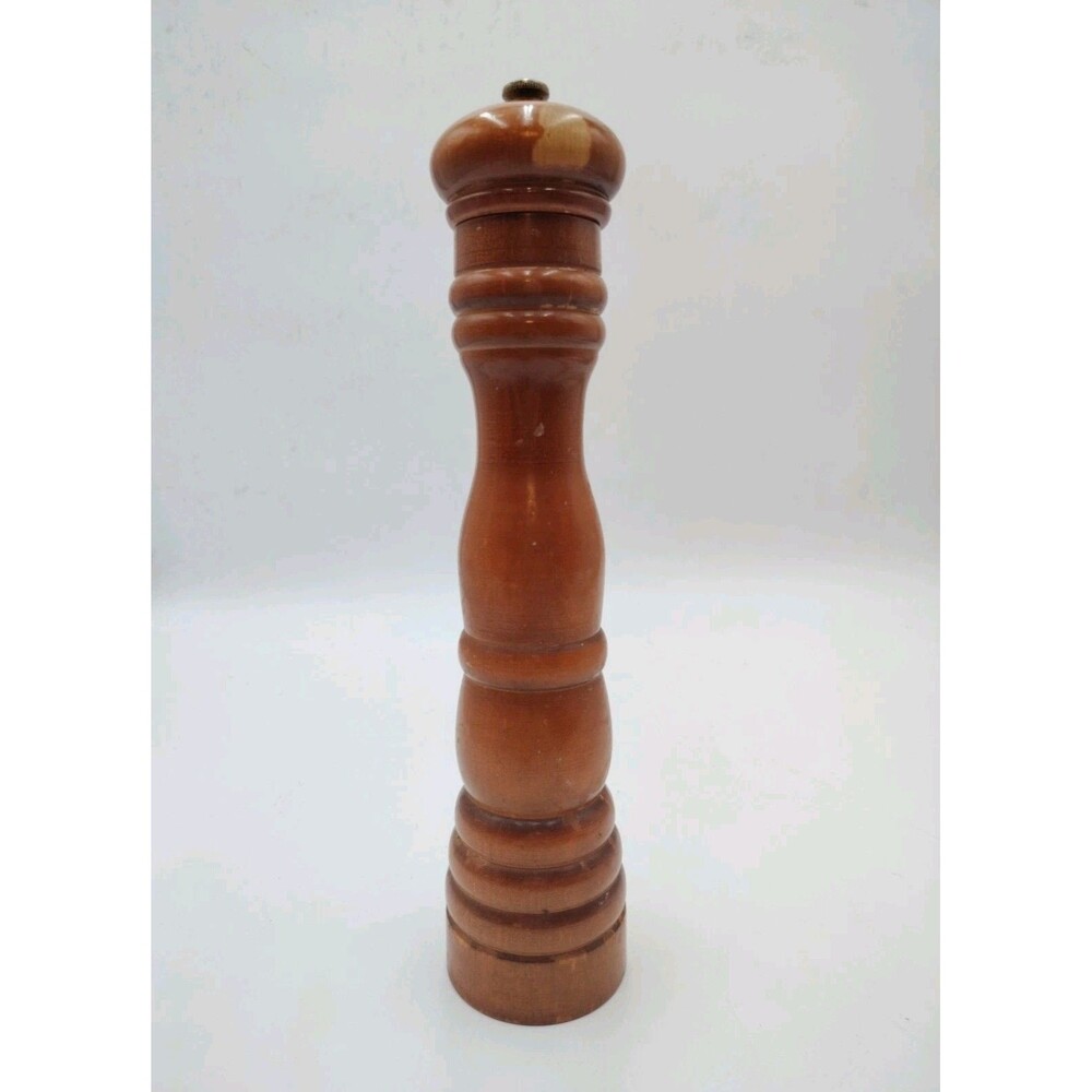 VTG Peugeot Pepper Mill Grinder Kitchen Appliance Wood Rustic French 13" -Read
